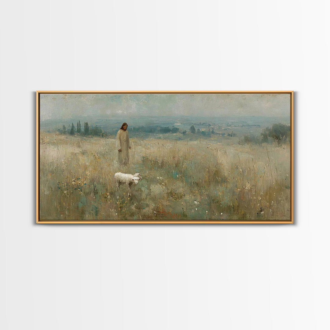 Field Of Grace – Framed Canvas Print – Christian Art Canvas – Jesus Painting – Large Christian Art – Christian Wall Art – Vintage Christian