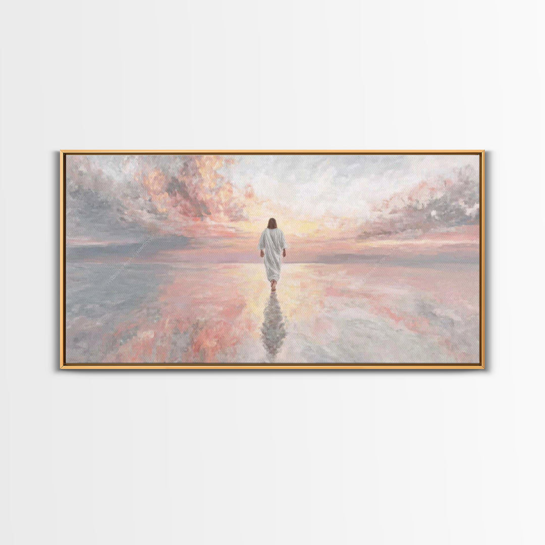 Eternal Horizon – Framed Canvas Print – Christian Art Canvas – Jesus Painting – Modern Christian Art – Christian Wall Art – Blue Christian