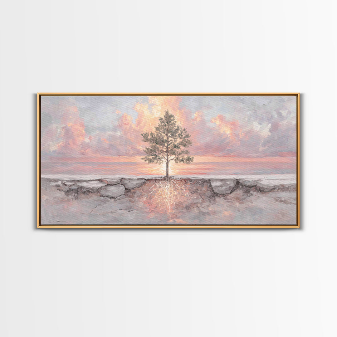 Roots Of Light – Framed Canvas Print – Christian Art Painting – Christian Wall Art – Christian Art Canvas – Modern Christian Art – Christia