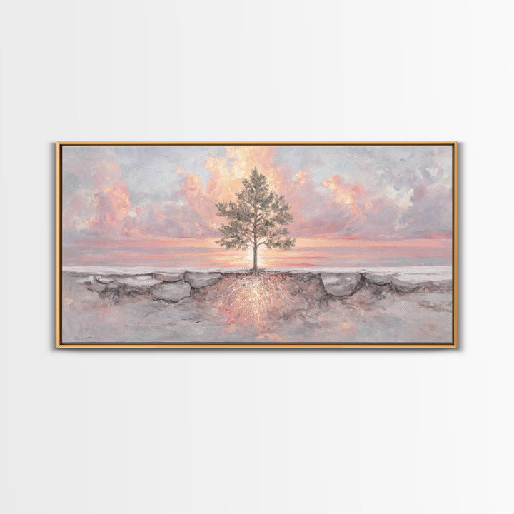 Roots Of Light – Framed Canvas Print – Christian Art Painting – Christian Wall Art – Christian Art Canvas – Modern Christian Art – Christia