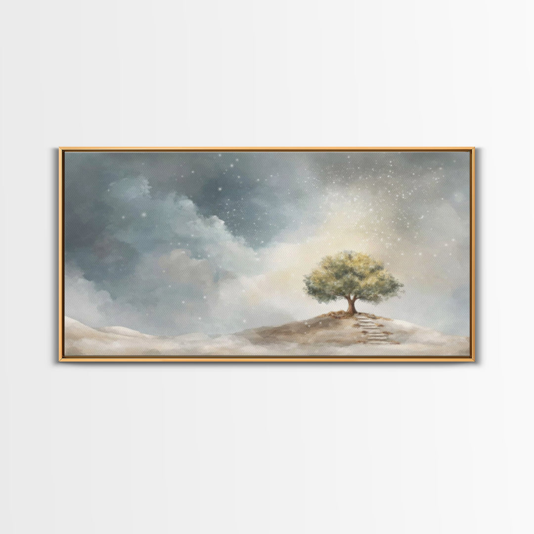 Starlit Ascent – Framed Canvas Print – Christian Christmas Art – Christmas Wall Art – Christian Art Canvas – Christian Art Print – Modern C