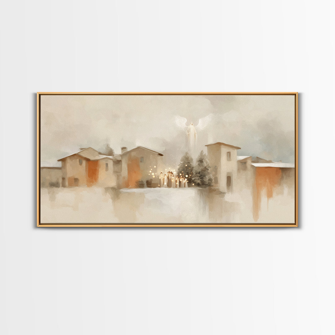 Village Of Wonder – Framed Canvas Print – Christian Christmas Decorations – Christian Art Work – Christmas Art Prints – Framed Christian Ar