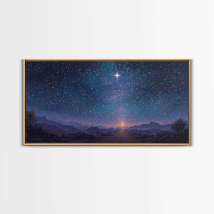 Star Of Promise | Framed Canvas Print | Christian Art Print | Christmas Art | Christian Wall Art | Christian Christmas Decor | Jesus Painti