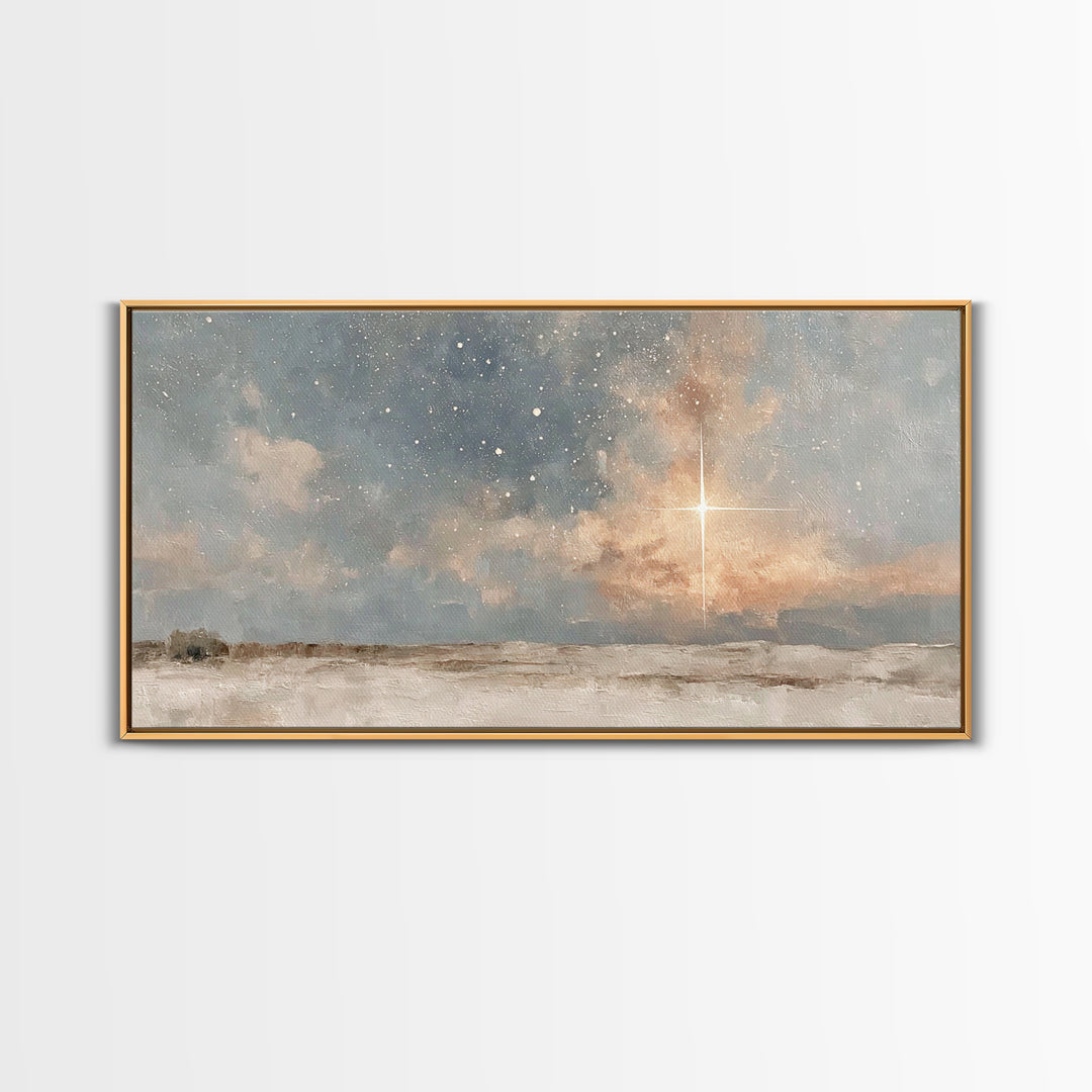 Holy Night Star – Framed Canvas Print – Jesus Painting – Christian Art Canvas – Christian Wall Art – Christmas Art – Christian Christmas Ar