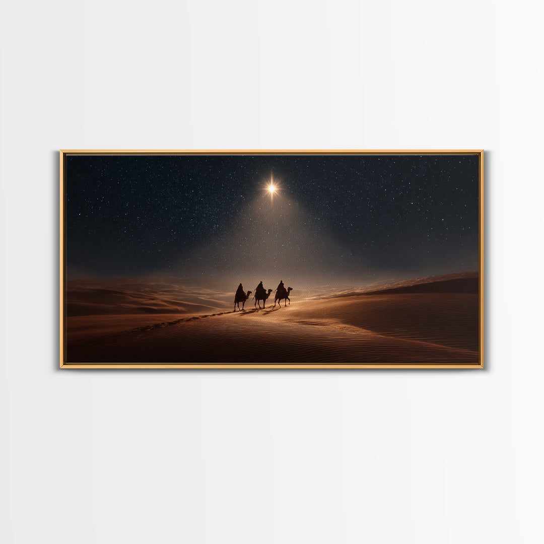 Desert Star Path, Framed Canvas Print, Christmas Art, Christian Art Canvas, Christian Christmas Art, Christian Wall Art, Jesus Painting