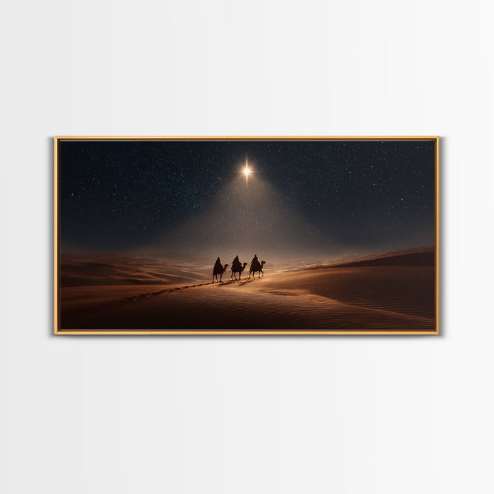 Desert Star Path, Framed Canvas Print, Christmas Art, Christian Art Canvas, Christian Christmas Art, Christian Wall Art, Jesus Painting
