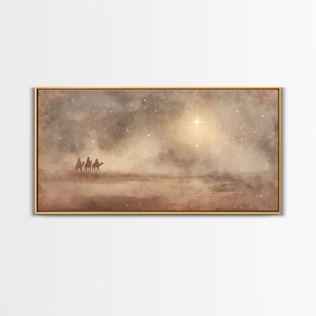 Holy Night Journey, Framed Canvas Print, Christian Art Canvas, Christian Wall Art, Christmas Art, Christian Christmas Art, Jesus Painting