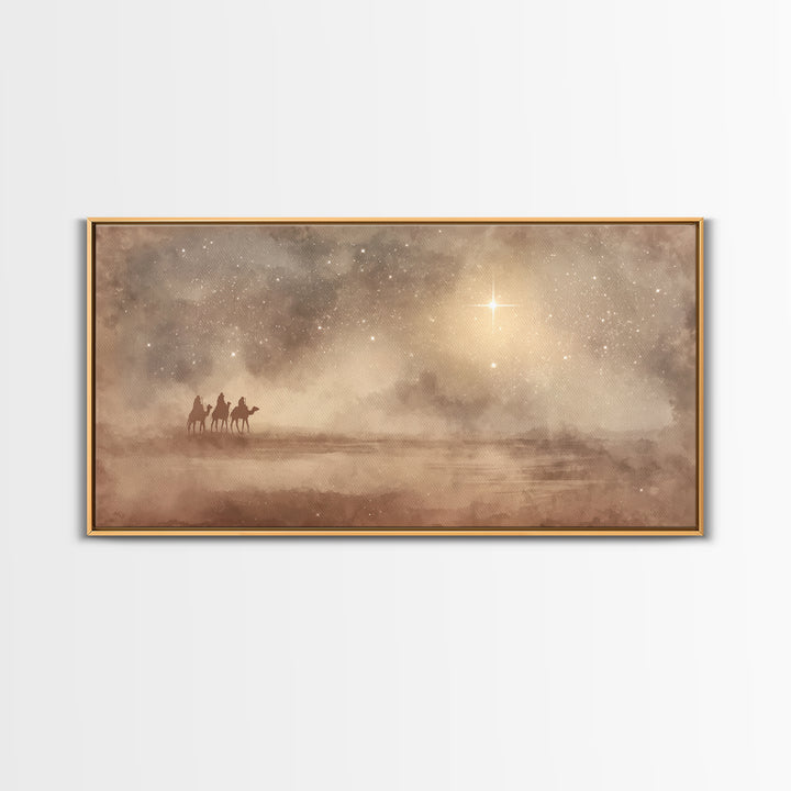 Holy Night Journey, Framed Canvas Print, Christian Art Canvas, Christian Wall Art, Christmas Art, Christian Christmas Art, Jesus Painting