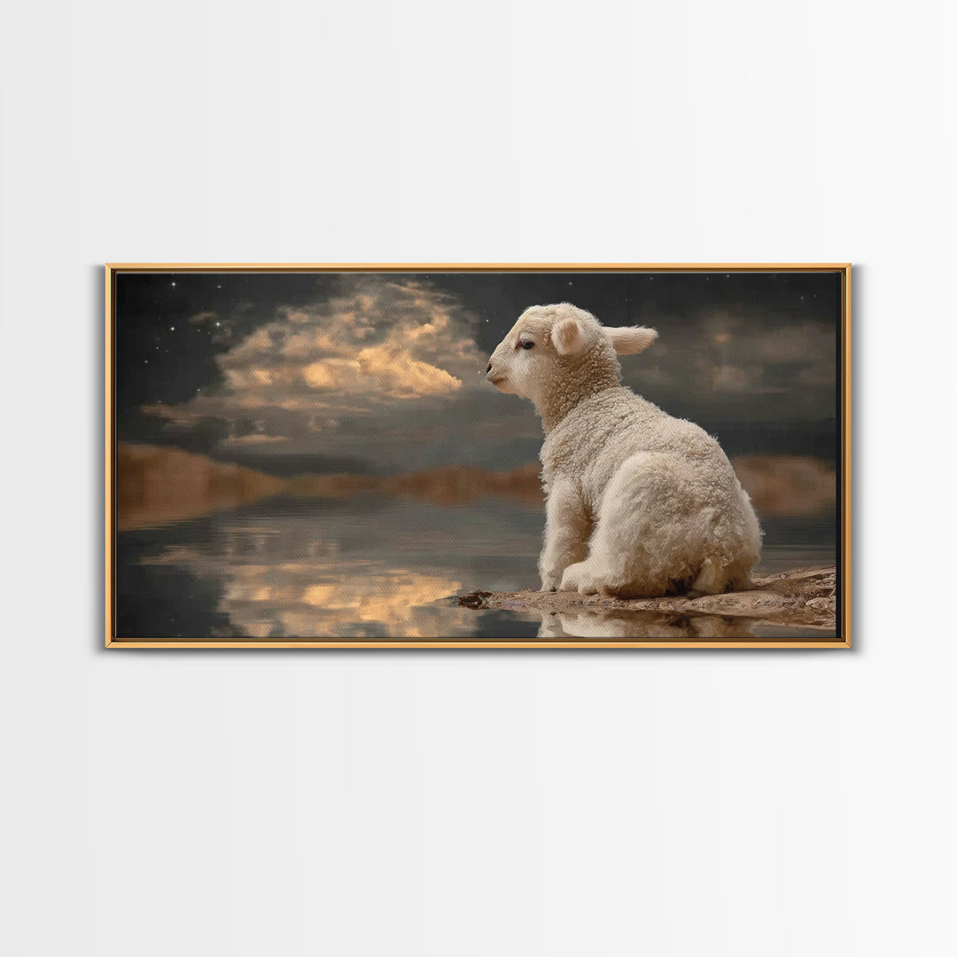 Lamb Of Peace, Framed Canvas Print, Christian Wall Art, Christian Art Canvas, Christian Christmas Art, Christmas Art, Jesus Art Print