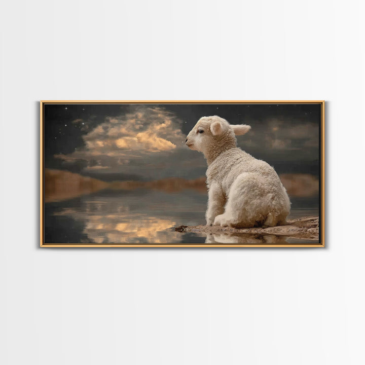 Lamb Of Peace, Framed Canvas Print, Christian Wall Art, Christian Art Canvas, Christian Christmas Art, Christmas Art, Jesus Art Print