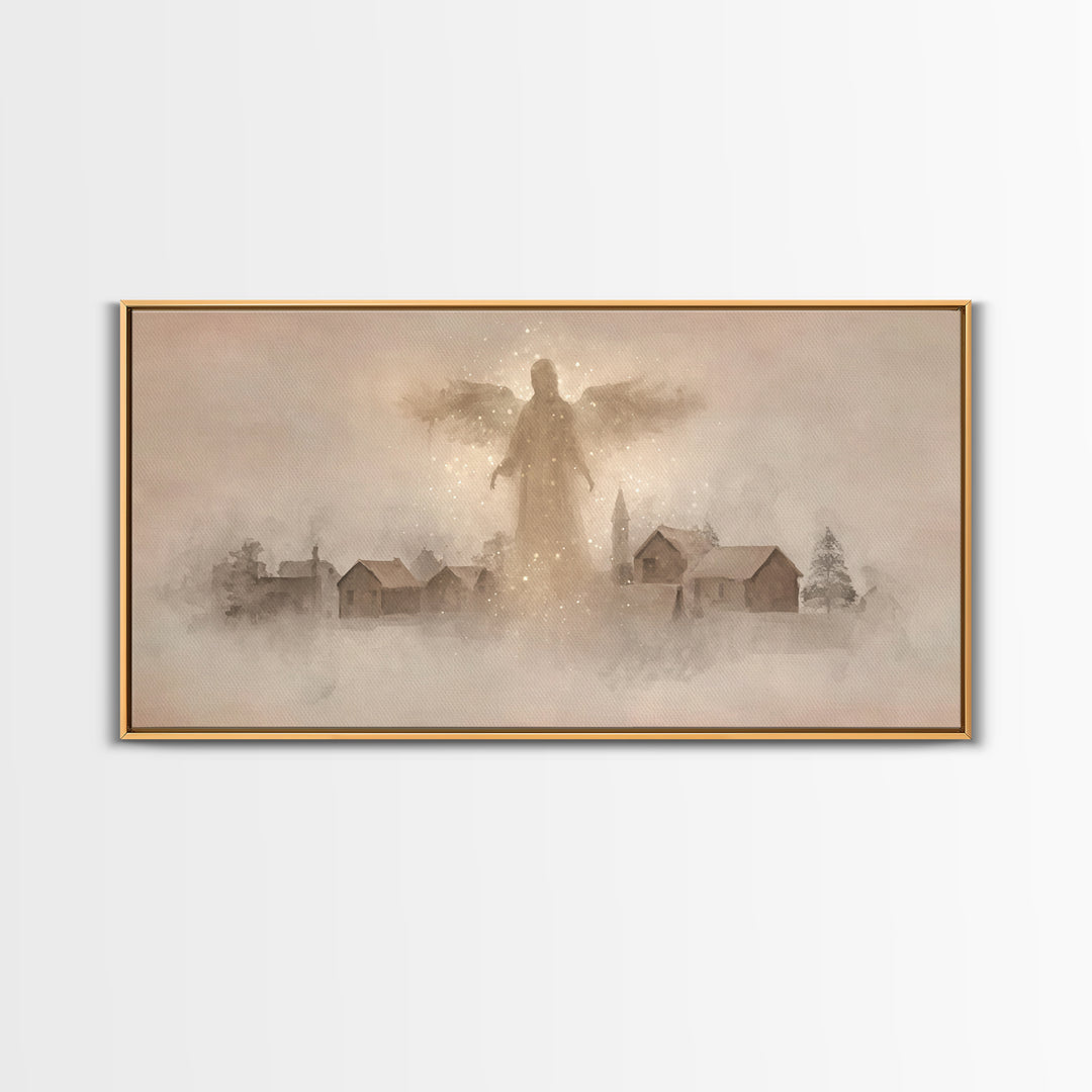 Angel Of Light – Framed Canvas Print – Christian Art Canvas – Christian Wall Art – Christmas Art – Modern Christian Art – Christian Gift