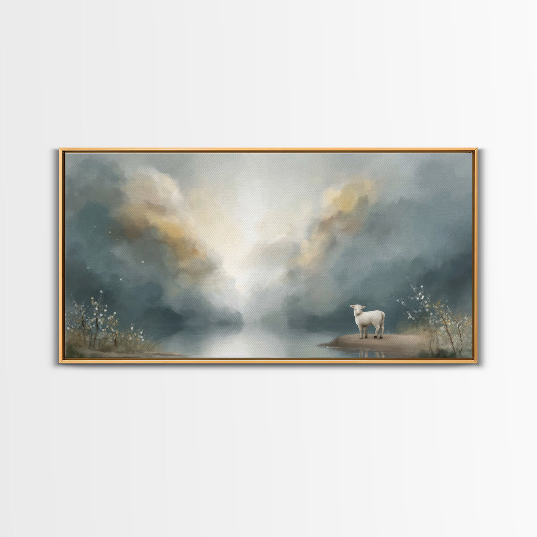 Lamb Of Dawn – Framed Canvas Print – Christian Art Canvas – Christian Wall Art – Christmas Art – Christian Christmas Art – Jesus Art Print