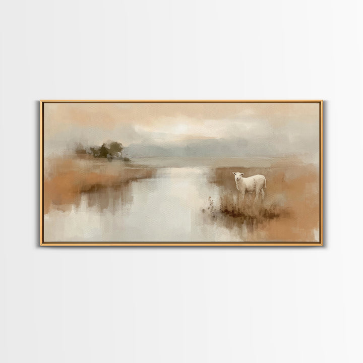 Quiet Meadow Grace, Framed Canvas Print, Christian Wall Art, Christian Art Canvas, Jesus Painting, Christian Christmas Art, Christian Decor
