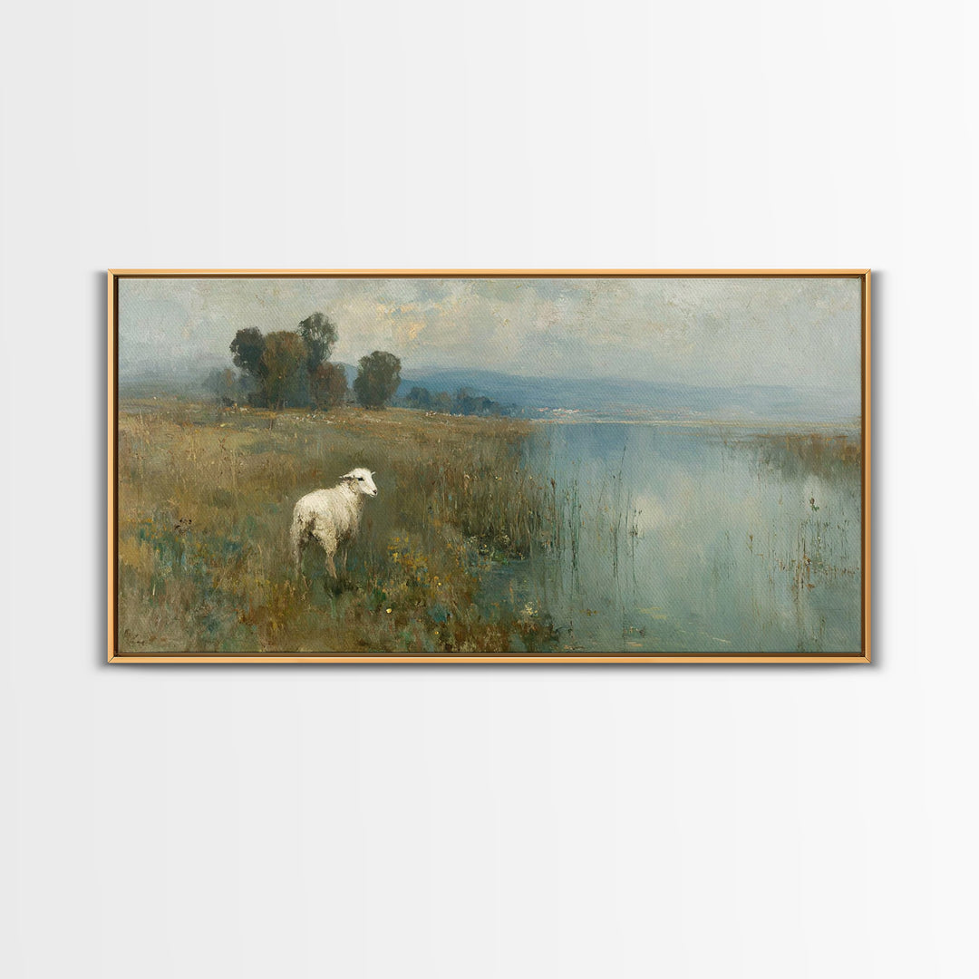Shepherd’s Peace, Framed Canvas Print, Christian Wall Art, Christian Art Work, Christmas Art Framed, Christian Christmas Decorations, Subtl