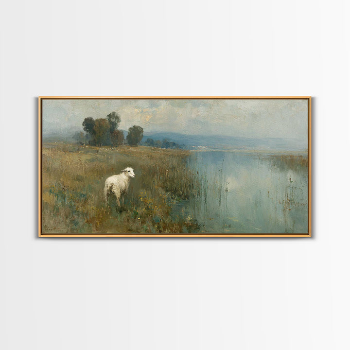 Shepherd’s Peace, Framed Canvas Print, Christian Wall Art, Christian Art Work, Christmas Art Framed, Christian Christmas Decorations, Subtl