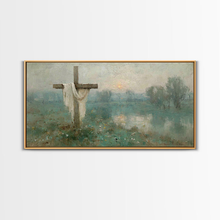Cross Of Hope, Framed Canvas Print, Christian Wall Art, Christian Decoration, Framed Christmas Art, Christian Christmas Decor, Modern Chris