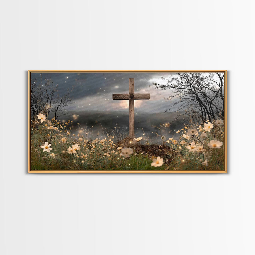 Night Of Hope, Framed Canvas Print, Christian Wall Art, Christian Art Canvas, Moody Christian Art, Christian Christmas Art, Christian Decor