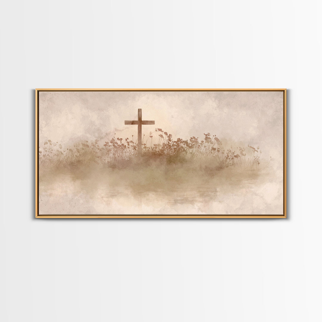 Floral Redemption, Framed Canvas Print, Christian Wall Art, Christian Art Canvas, Christian Paintings, Christian Christmas Decor, Modern Ch