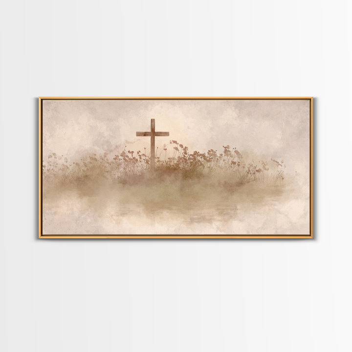 Floral Redemption, Framed Canvas Print, Christian Wall Art, Christian Art Canvas, Christian Paintings, Christian Christmas Decor, Modern Ch