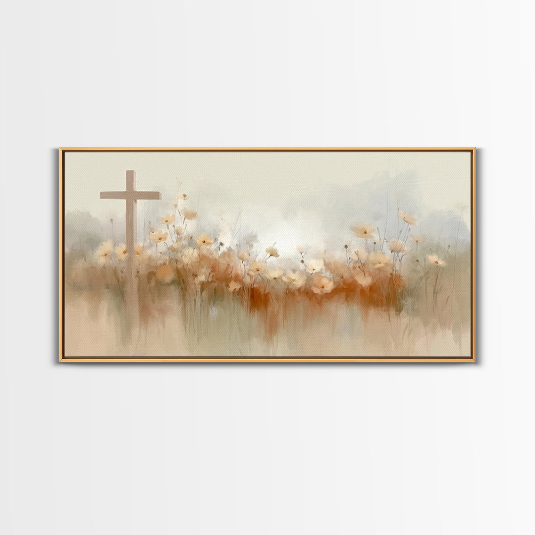 Meadow Of Faith – Framed Canvas Print – Christian Wall Art – Christian Art Canvas – Minimalist Christian Art – Christian Decor – Christian