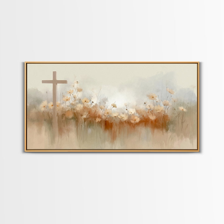 Meadow Of Faith – Framed Canvas Print – Christian Wall Art – Christian Art Canvas – Minimalist Christian Art – Christian Decor – Christian