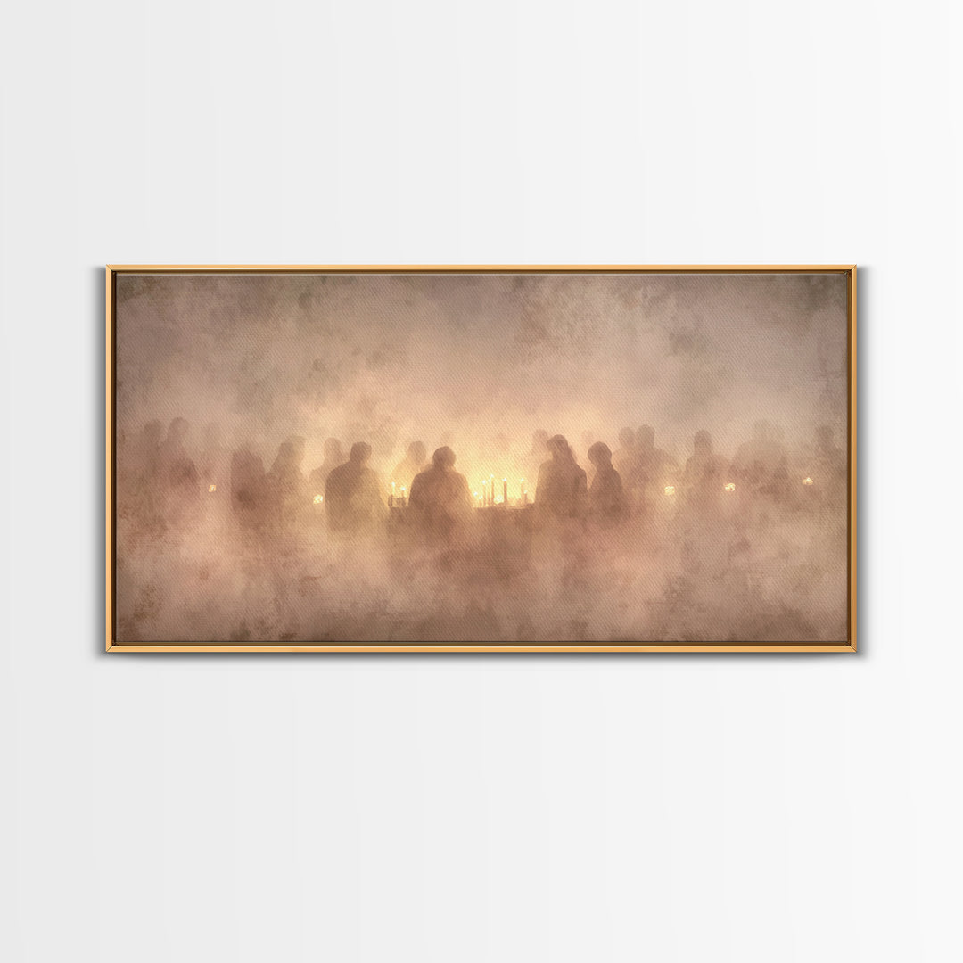 Gathered In Glow – Framed Canvas Print – Christian Art Canvas – Christian Christmas Art – Christmas Wall Art – Vintage Christmas Art – Chri