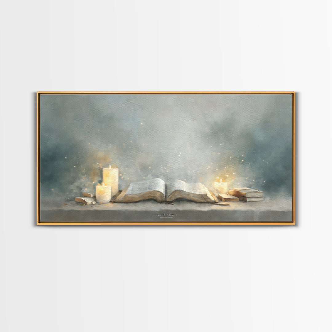 Holy Word Light, Framed Canvas Print, Christian Art Canvas, Christian Wall Art, Modern Christian Art, Christian Painting, Christian Gift
