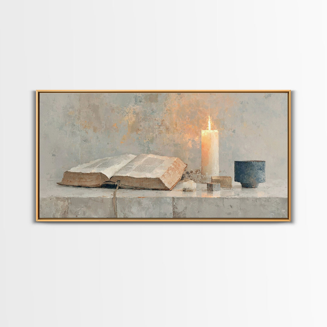 Scripture Glow | Framed Canvas Print | Christian Wall Art | Minimalist Christian Art | Christian Art Canvas | Christian Gift Ideas