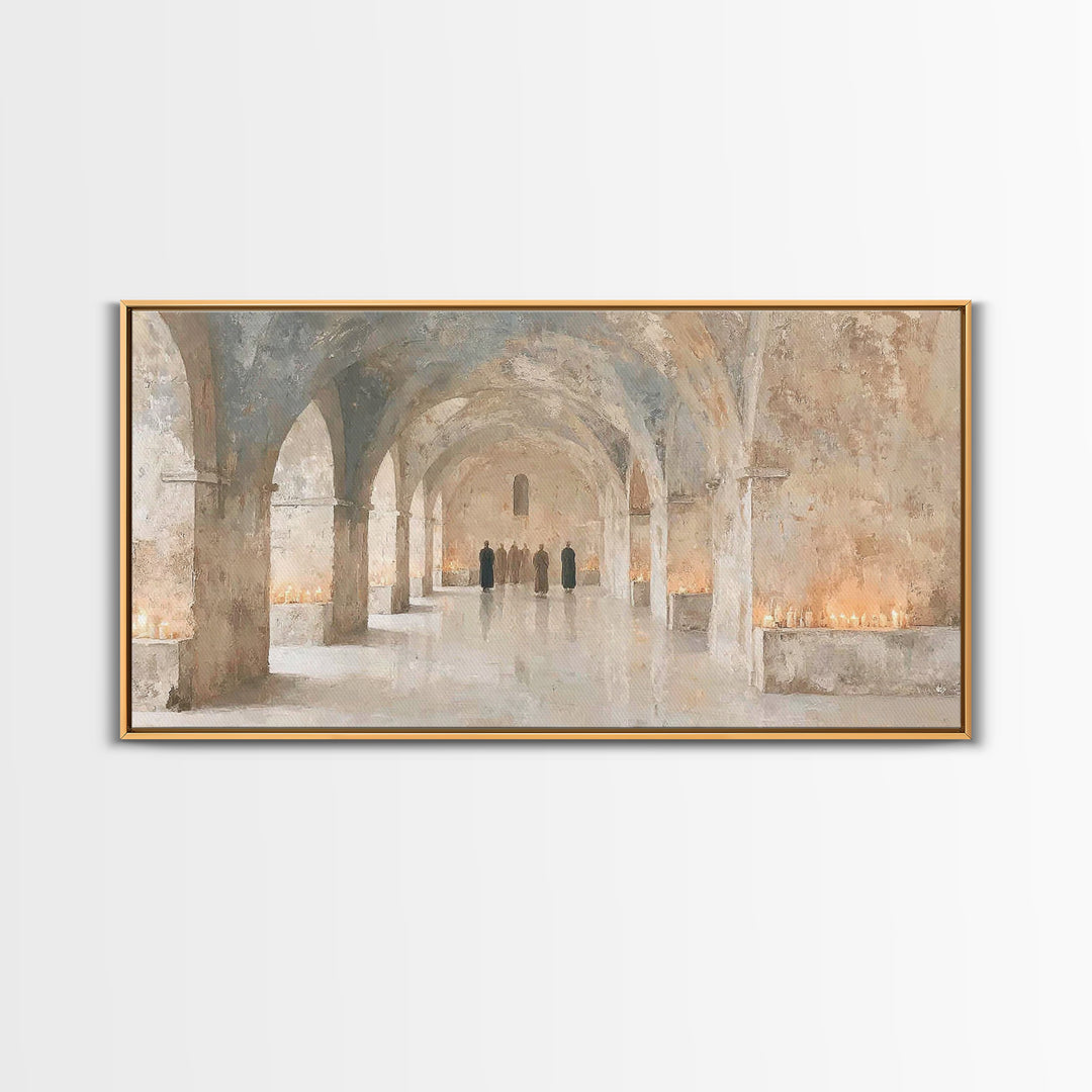 Monastic Gathering, Framed Canvas Print, Christian Art Canvas, Christian Wall Art, Vintage Christian Art, Christian Painting, Christian Art