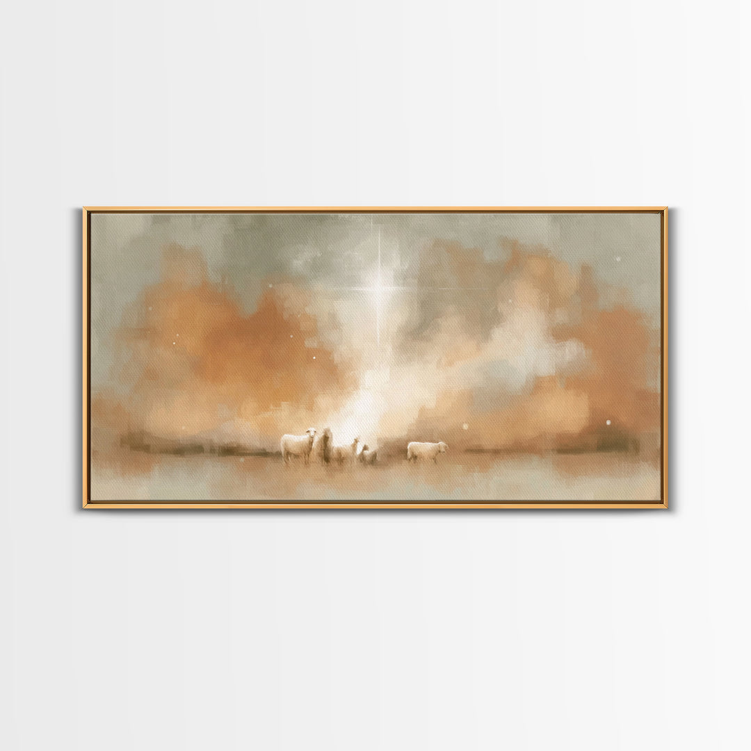 Heavenly Radiance, Framed Canvas Print, Christian Christmas Art, Christian Art Print, Christian Wall Art, Jesus Painting, Christian Art