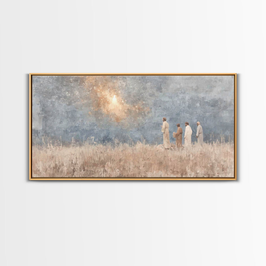 Glory In Clouds | Framed Canvas Print | Christian Art Canvas | Christmas Wall Art | Jesus Painting | Christian Christmas Art | Faith