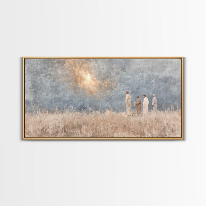 Glory In Clouds | Framed Canvas Print | Christian Art Canvas | Christmas Wall Art | Jesus Painting | Christian Christmas Art | Faith