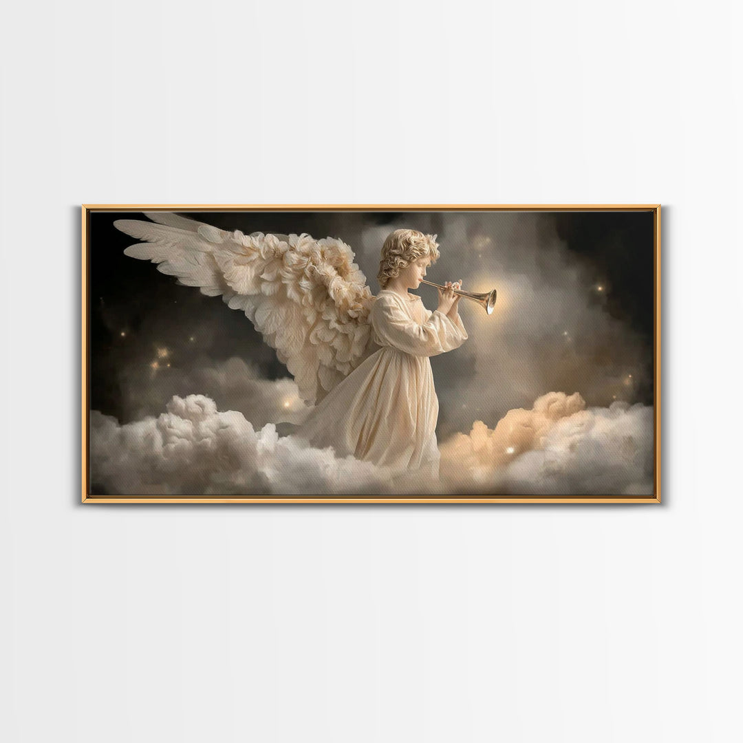 Heavenly Trumpet Call | Framed Canvas Print | Christian Wall Art | Christian Art Canvas | Christmas Art | Christian Christmas Art