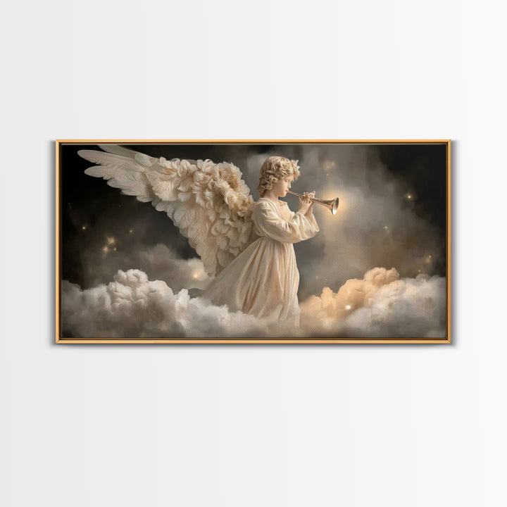 Heavenly Trumpet Call | Framed Canvas Print | Christian Wall Art | Christian Art Canvas | Christmas Art | Christian Christmas Art