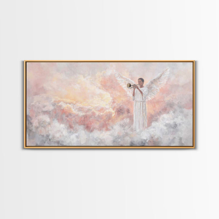 Angel In Sunrise - Framed Canvas Print - Christian Art Canvas - Christian Wall Art - Jesus Painting - Christian Christmas Art - Faith