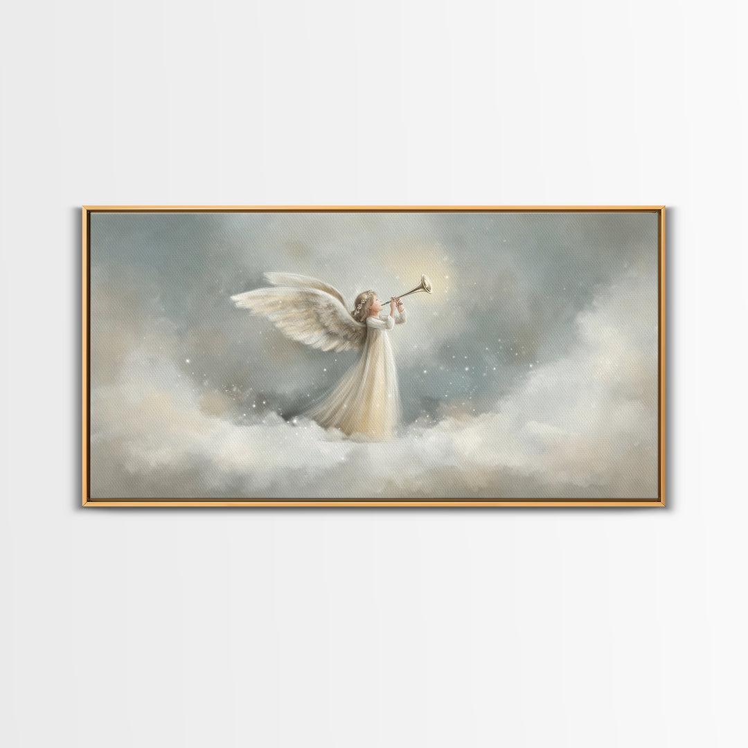 Angel Hymn Of Peace | Framed Canvas Print | Christian Wall Art | Christian Art Canvas | Christmas Art | Christian Christmas Art | Christian