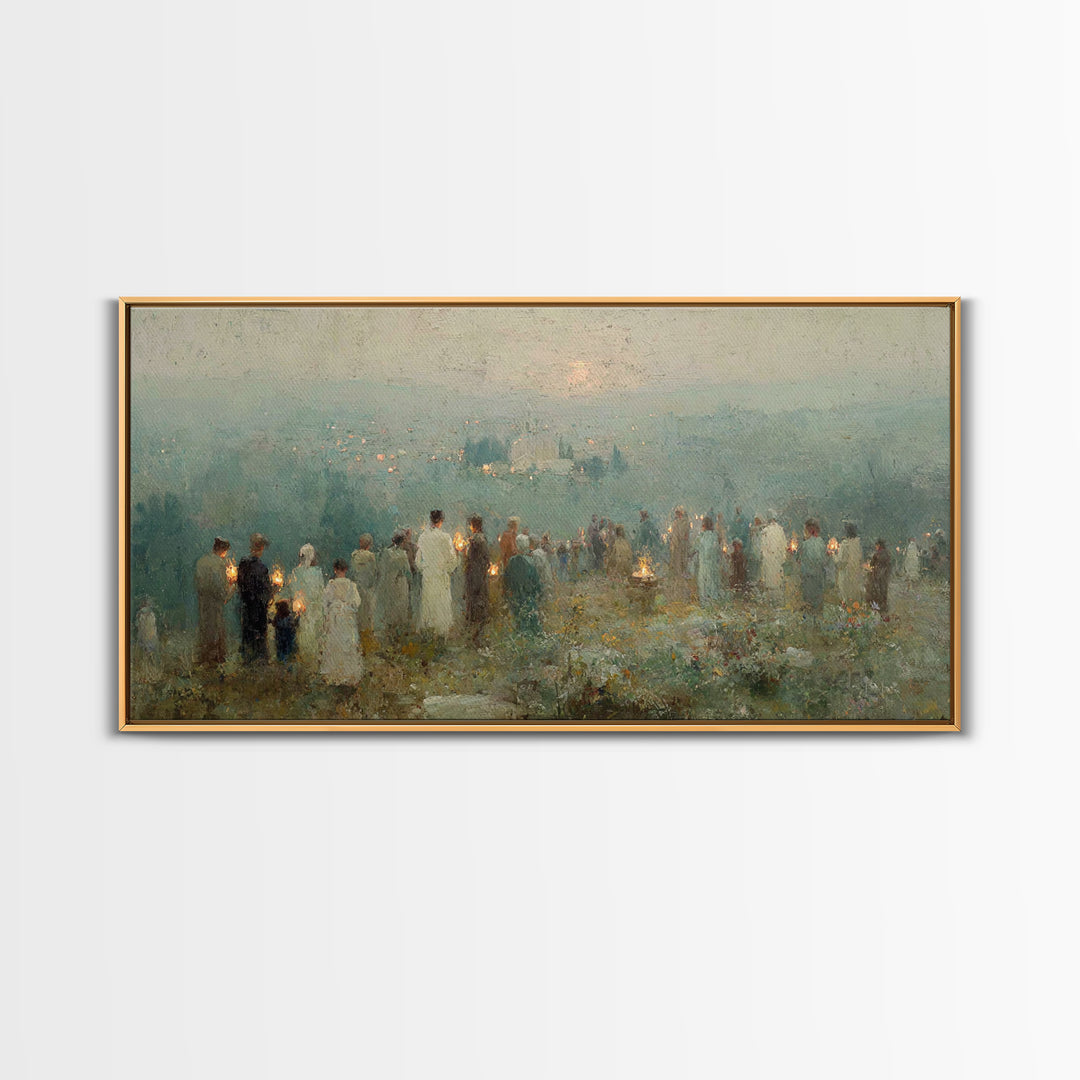 Twilight Lantern Vigil | Framed Canvas Print | Christian Christmas Art | Christian Art Canvas | Christian Wall Art | Christmas Art | Christ