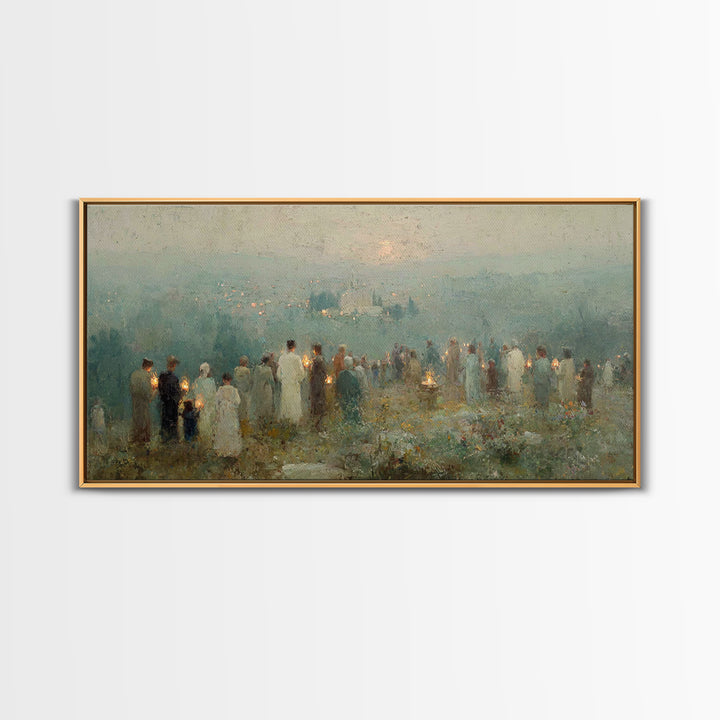 Twilight Lantern Vigil | Framed Canvas Print | Christian Christmas Art | Christian Art Canvas | Christian Wall Art | Christmas Art | Christ