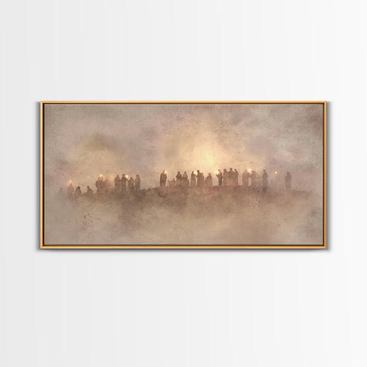 Silent Hill Procession, Framed Canvas Print, Christian Christmas Art, Christian Art Canvas, Christian Wall Art, Christmas Art, Christian Ar