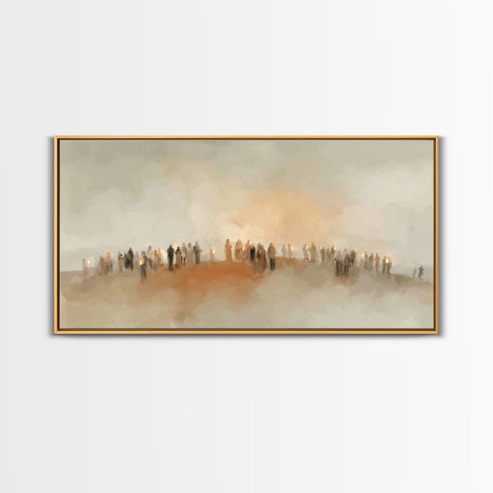 Golden Meadow Gathering | Framed Canvas Print | Christian Art Canvas | Christian Wall Art | Christian Christmas Art | Christmas Art | Chris