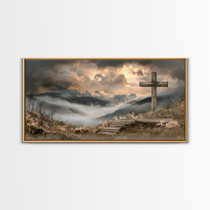 Stormlight Promise – Framed Canvas Print – Christian Art Canvas – Moody Christian Art – Christian Wall Art – Christian Painting