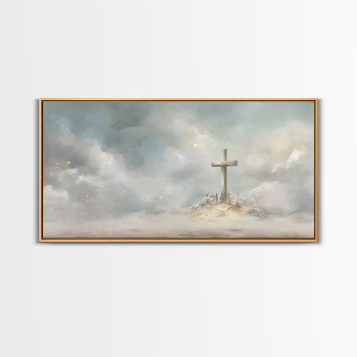 Clouds Of Hope – Framed Canvas Print – Christian Christmas Art – Christian Wall Art – Christian Art Canvas – Subtle Christian Art