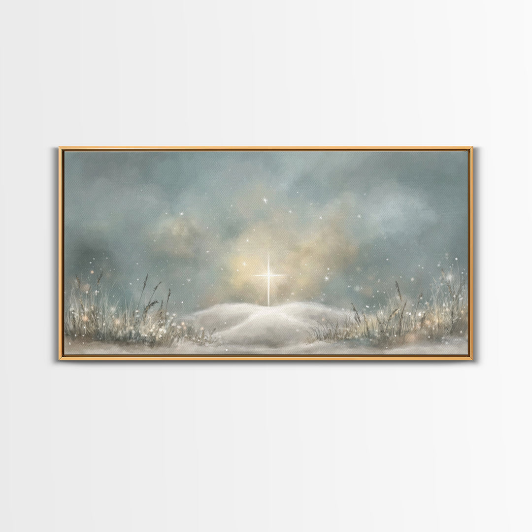 Star Of Peace – Framed Canvas Print – Christian Art Canvas – Christmas Wall Art – Subtle Christian Art – Framed Christmas Art