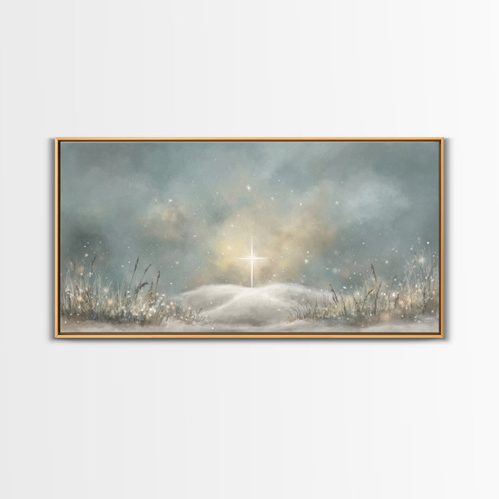 Star Of Peace – Framed Canvas Print – Christian Art Canvas – Christmas Wall Art – Subtle Christian Art – Framed Christmas Art