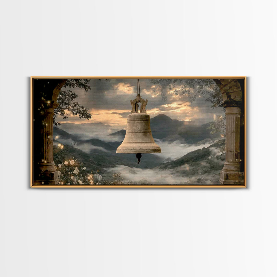 Evening Chimes – Framed Canvas Print – Vintage Christian Art – Christian Art Canvas – Christian Wall Art – Moody Christian Art