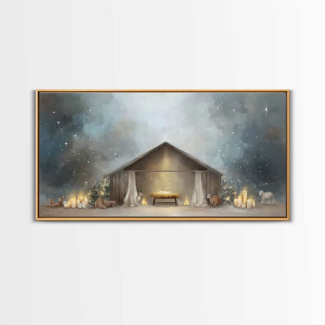 Holy Nativity – Framed Canvas Print – Christian Christmas Art – Christmas Art – Christian Wall Art – Christian Art Canvas – Christmas Decor