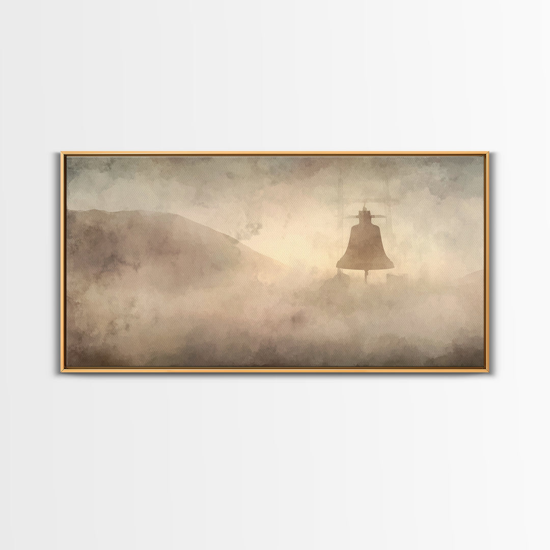 Misty Bells – Framed Canvas Print – Christian Wall Art – Subtle Christian Art – Christian Art Canvas – Christmas Art Prints