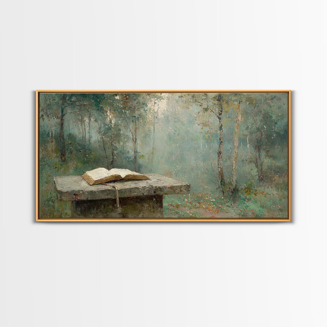 Woodland Testament - Framed Canvas Print - Christian Wall Art - Vintage Christian Art - Christian Art Canvas - Christian Painting - Christi