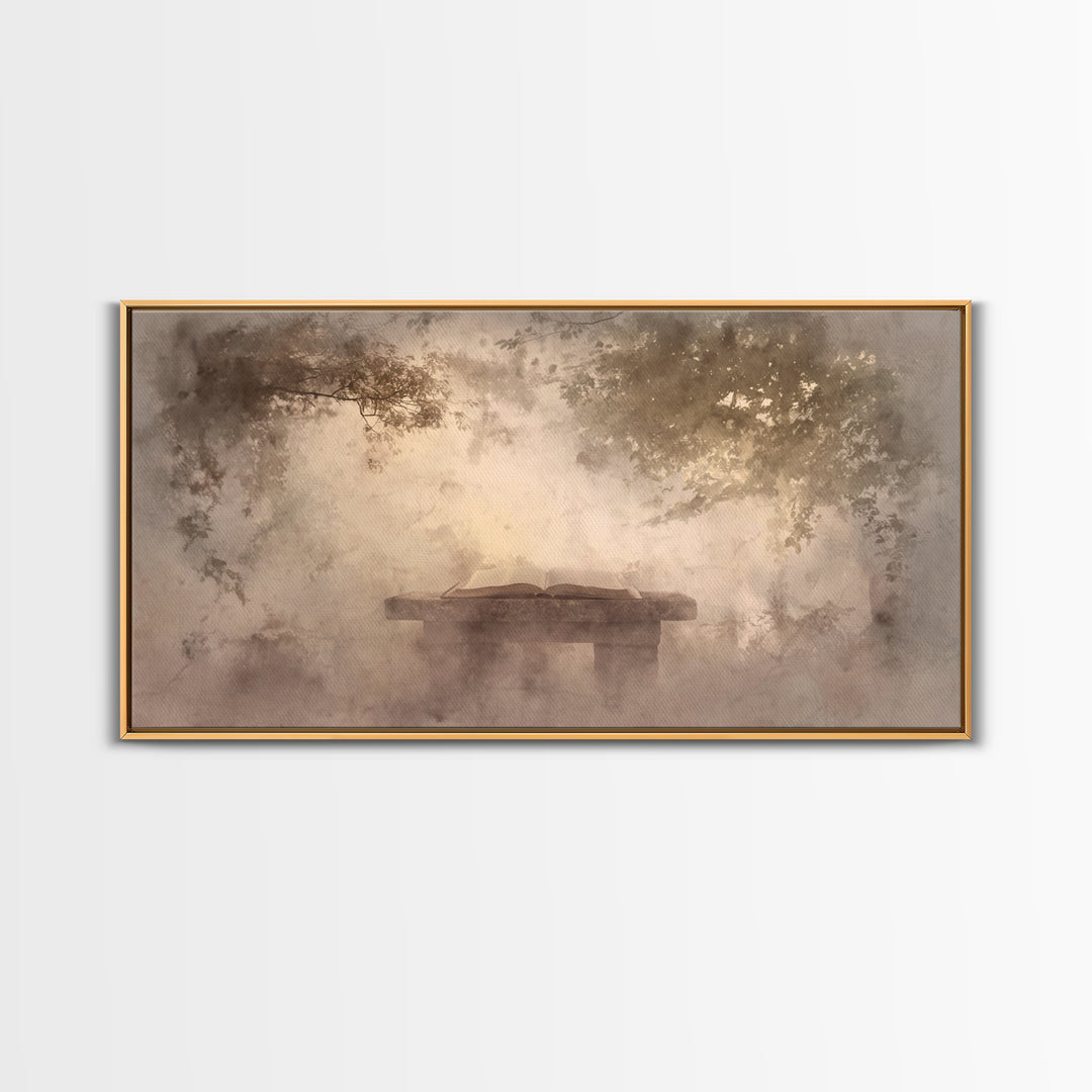 Misty Covenant - Framed Canvas Print - Christian Art Canvas - Christian Wall Art - Moody Christian Art - Christian Painting - Subtle Christ