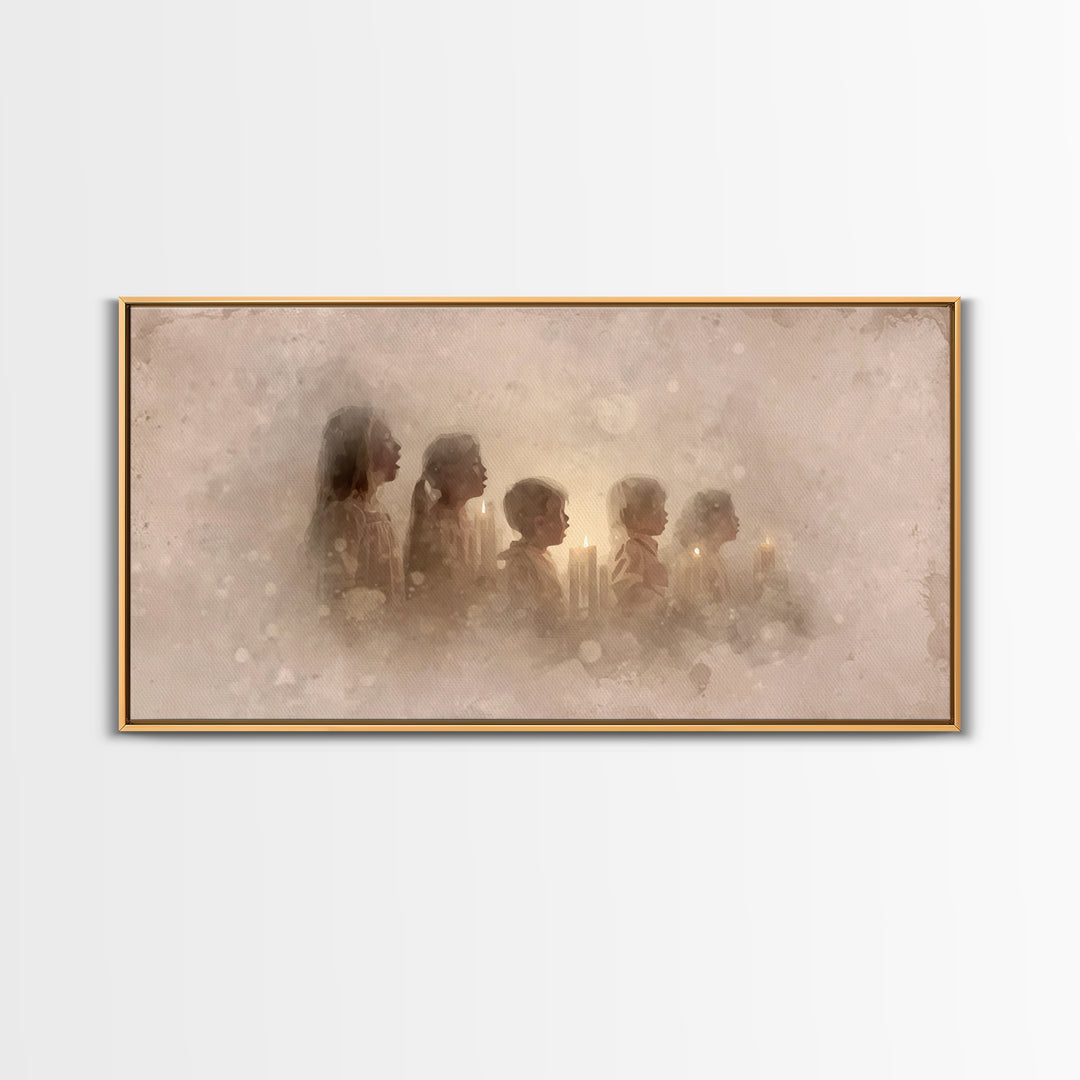 Silent Night Voices – Framed Canvas Print – Christian Art Canvas – Christian Wall Art – Minimalist Christian Art – Christmas Wall Art – Chr